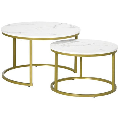 Marble Coffee Table Round Nest of Tables - Set of 2