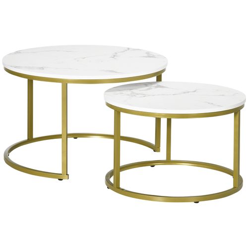 Marble Coffee Table Round Nest of Tables - Set of 2