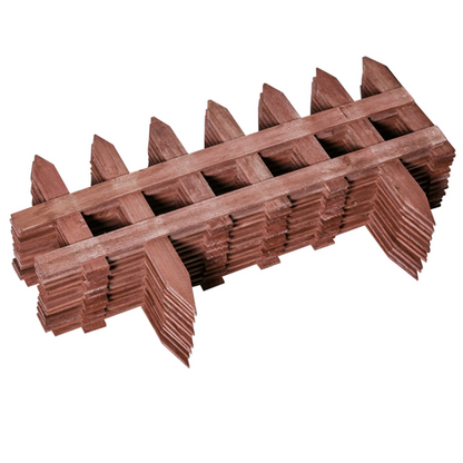 Wooden Plant Border Fence Garden Fixed Picket Brown - Pack of 12