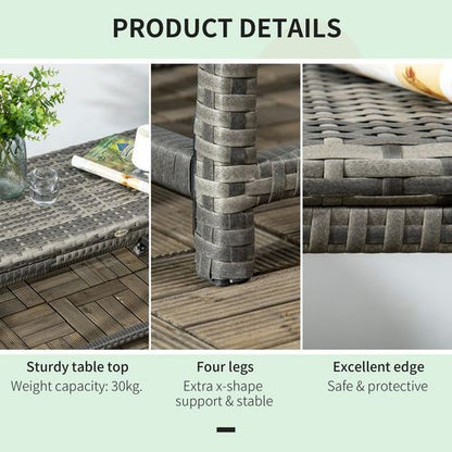 Outdoor Coffee Table Full Woven Table Top in Grey