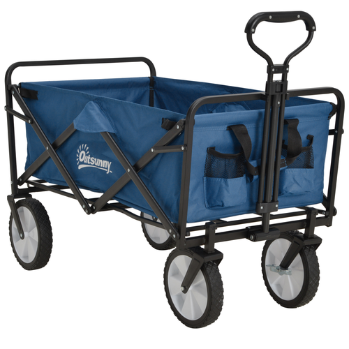 Pull Along Cart Folding Cargo Wagon Trailer Trolley For Beach Garden with Handle
