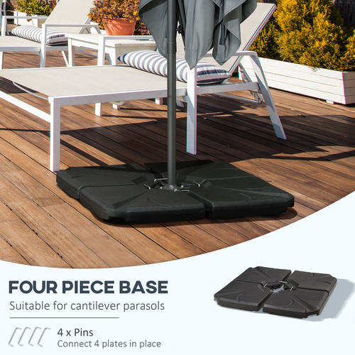 Banana Parasol Base Stand Water or Sand Filled Weights In Black - Set of 4