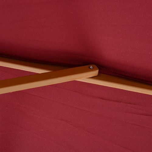 3m Wooden Garden Parasol, Sun Shade in Wine Red