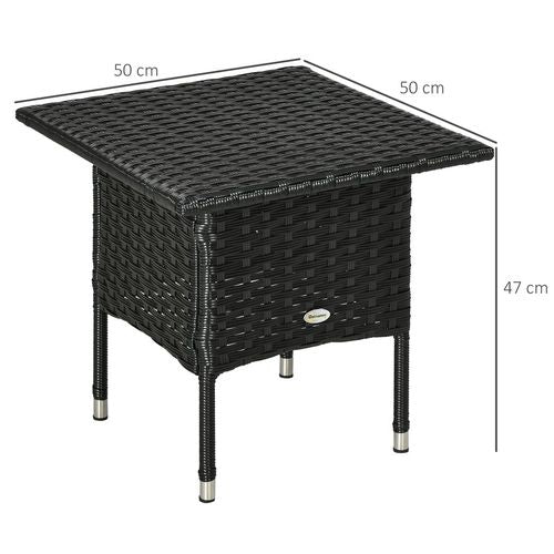 Rattan Outdoor Coffee Table in Black