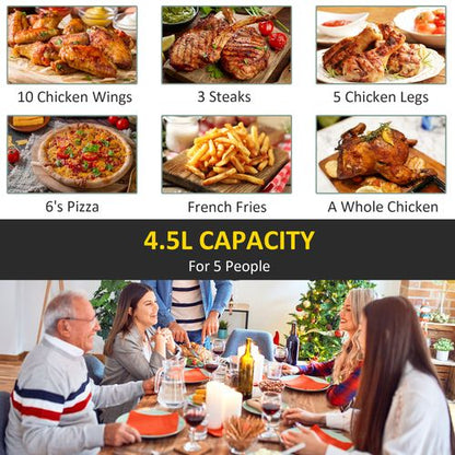 Air Fryer 4.5L Capacity 1500W power with digital display