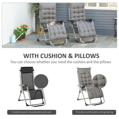 Reclining Zero Gravity Chairs in Dark Grey - Set of 2