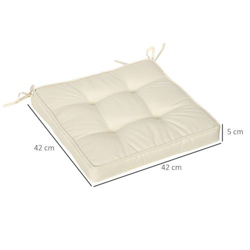 Garden Seat Cushion with Ties Replacement Dining Chair Seat Pad in Cream