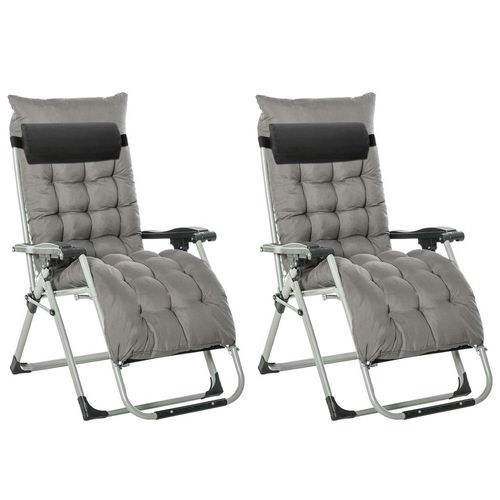 Reclining Zero Gravity Chairs in Dark Grey - Set of 2