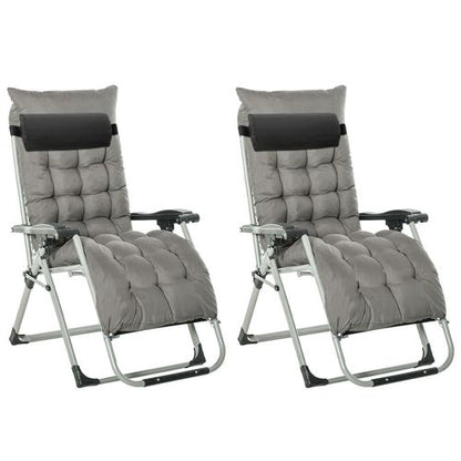 Reclining Zero Gravity Chairs in Dark Grey - Set of 2