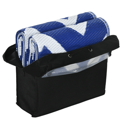 Reversible Waterproof Outdoor Rug with Carry Bag (182cm x 274cm) in Blue