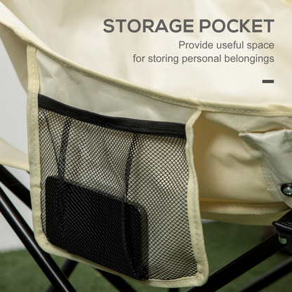 Folding Camping Chair with Carrying Bag and Storage Pocket in White