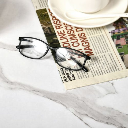 Coffee Table Cocktail Table  High Gloss Marble Top Steel Frame White