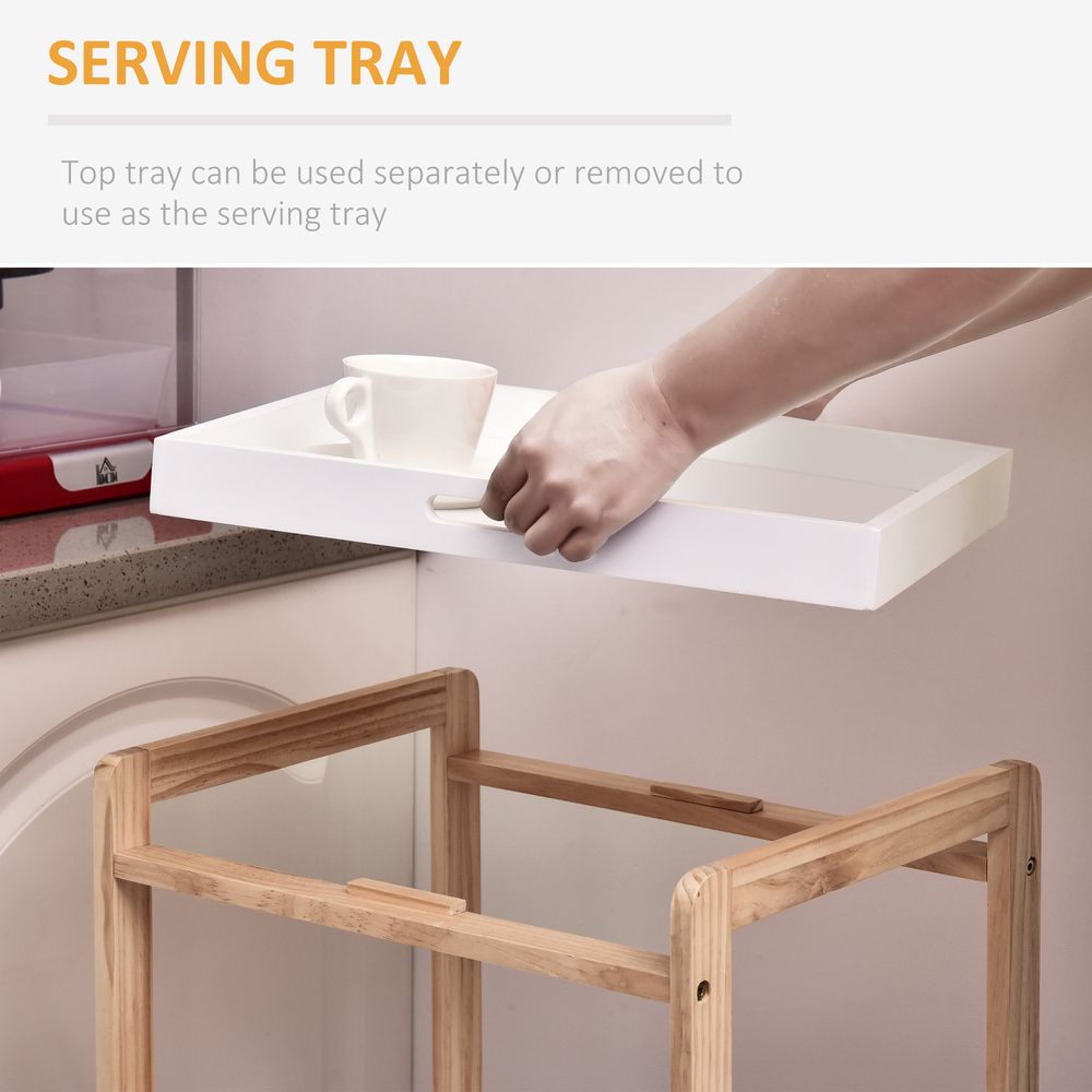 Kitchen Trolley 3 Tier Bamboo/MDF 74.5H cm