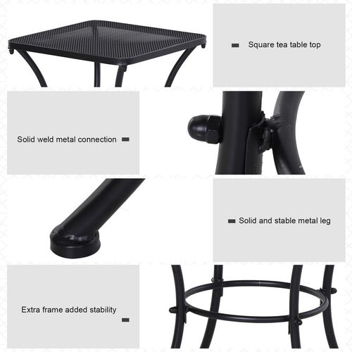 quare Metal Outdoor Patio Table 45cm - Black