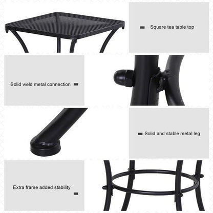 quare Metal Outdoor Patio Table 45cm - Black