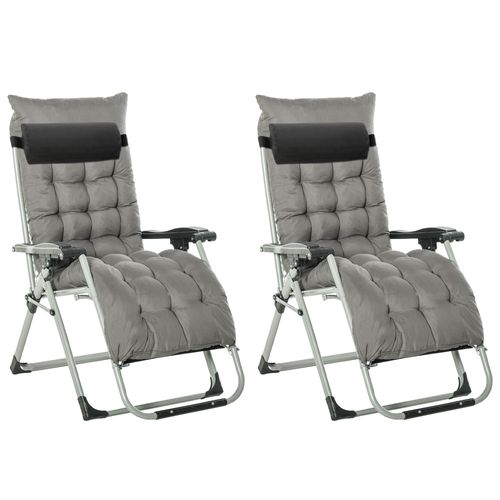 Reclining Zero Gravity Chairs in Dark Grey - Set of 2