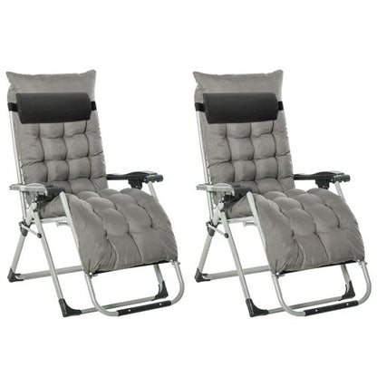 Reclining Zero Gravity Chairs in Dark Grey - Set of 2