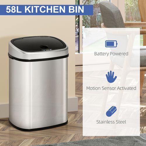 58L Stainless Steel Sensor Bin