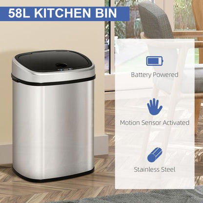 58L Stainless Steel Sensor Bin