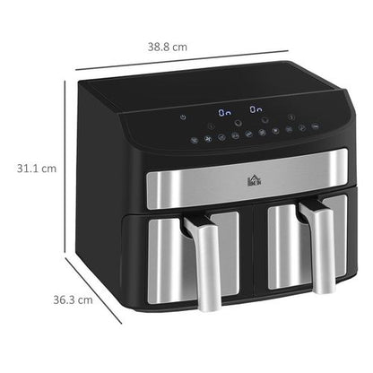Oil Free Dual Air Fryer 10-in-1 8L with Sync Cook & Sync Finish Timer 2400W