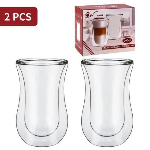 Double Wall Glasses Curve 300ml - Set of 2