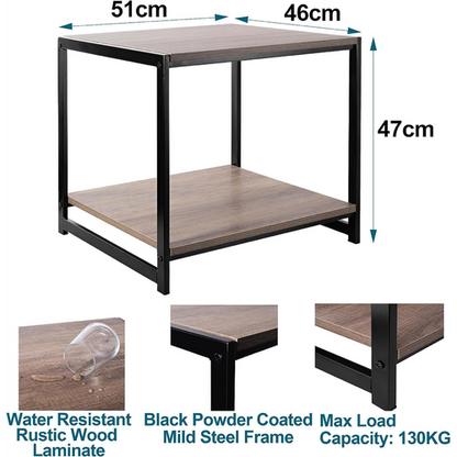 Rustic Coffee Table with Black Steel Frame