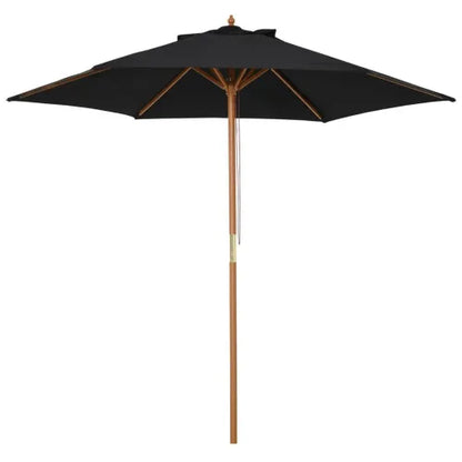 2.5m Wood Garden Parasol in Black