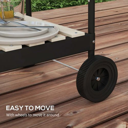 Charcoal Barbecue BBQ Grill Trolley With 5-level Grill Height Ash Catcher
