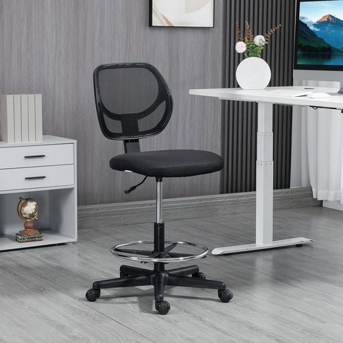 Draughtsman Office Chair with Adjustable Footrest in Black