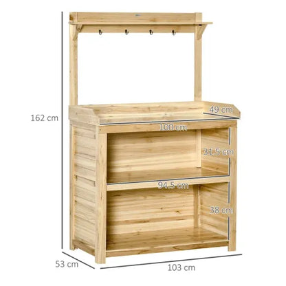 Garden Potting Bench Table Workstation with Galvanized Tabletop