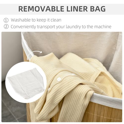 55L Bamboo Corner Laundry Hamper Basket