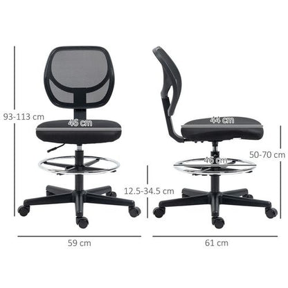 Draughtsman Office Chair with Adjustable Footrest in Black