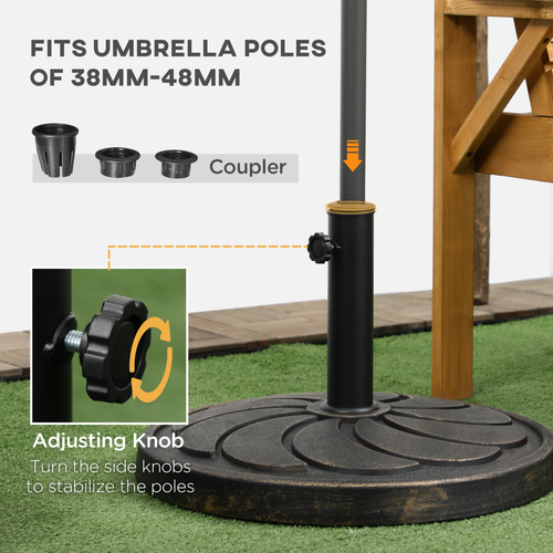 Round Resin Garden Parasol Base (for Poles of 38mm-48mm) - 18kg