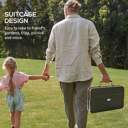 Portable BBQ Grill with Suitcase Design in Black