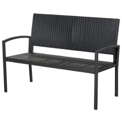 Patio Rattan 2 Seater Garden Bench Love Seater in Black