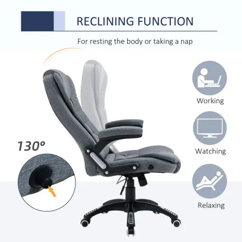 High-Backed Computer Desk Chair with Arms Swivel Wheels in Dark Grey
