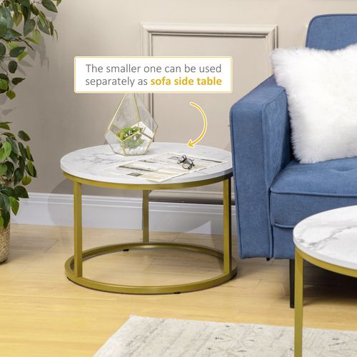 Marble Coffee Table Round Nest of Tables - Set of 2