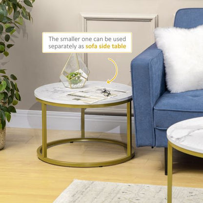 Marble Coffee Table Round Nest of Tables - Set of 2