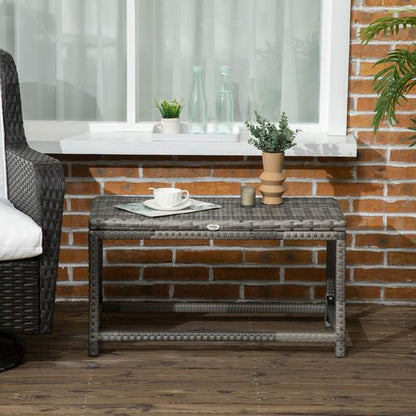 Outdoor Coffee Table Full Woven Table Top in Grey