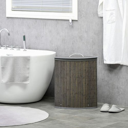 55L Bamboo Corner Laundry Hamper Basket