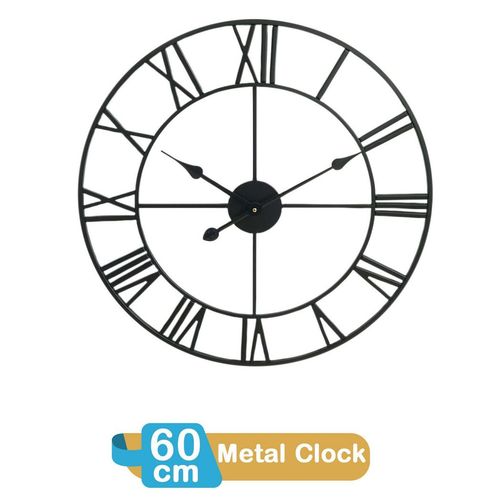 60cm Roman Metal Clock -Black