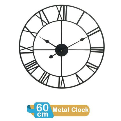60cm Roman Metal Clock -Black