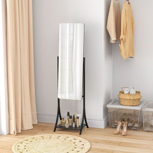 Freestanding Full Length Mirror Adjustable Full Body Mirror with Shelf