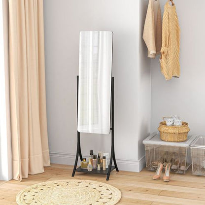 Freestanding Full Length Mirror Adjustable Full Body Mirror with Shelf