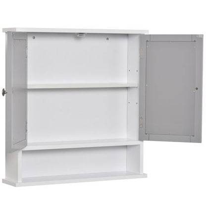 Mirror Cabinet Wall Mounted with Double Mirrored Doors in Grey