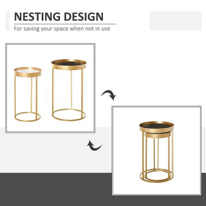 Nesting Coffee Tables Modern Gold End Tables - Set of 2