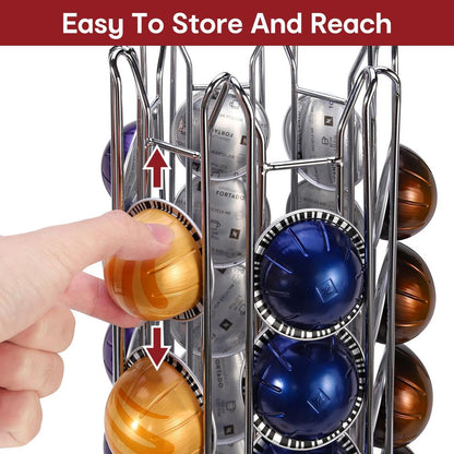 Visani 30 Coffee Pod Holder Rotating for Nespresso Vertuo Capsules