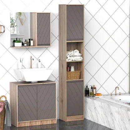 Freestanding Storage Cabinet Slimline Unit with 2 Cupboards 2 Compartments