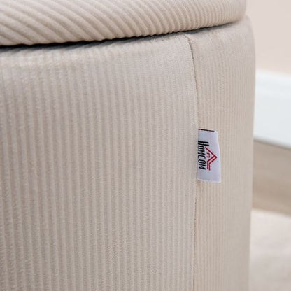 Cream / White Fabric Storage Ottomans with Removable Lids - Set of 2