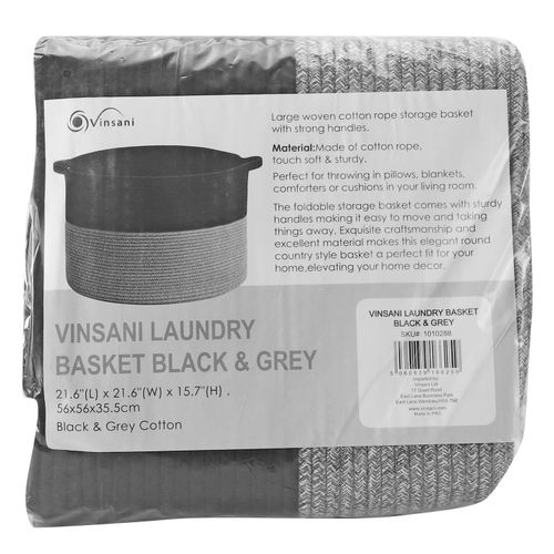 Laundry Basket in Black & Grey